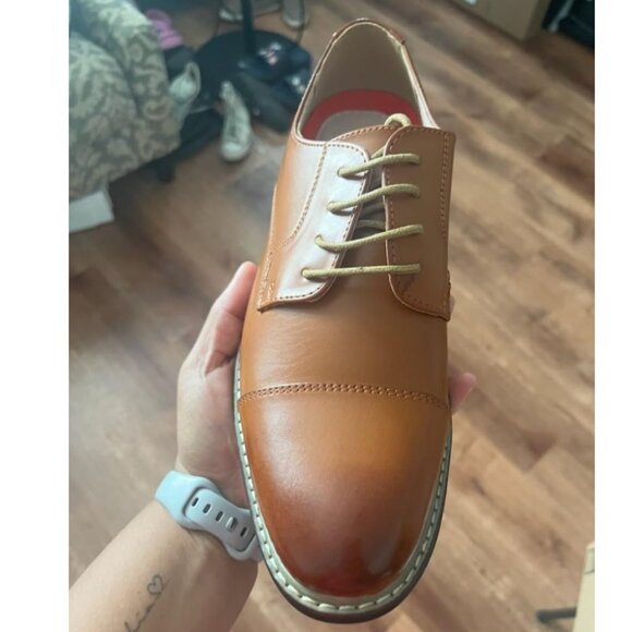 Bruno Marc Italy Men's Brown Classic Modern Formal Oxford Lace-Up Dress Shoes - Picture 2 of 8
